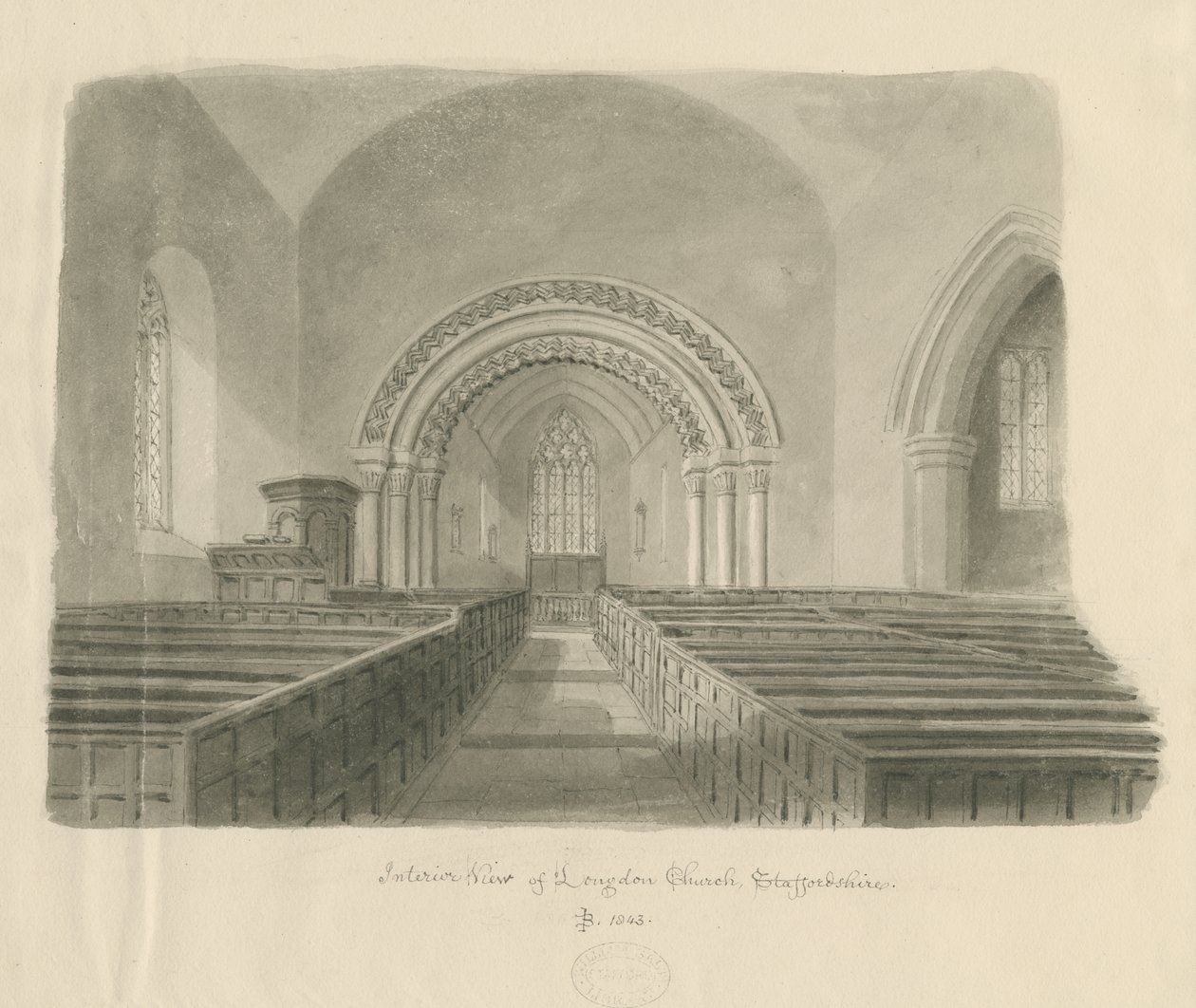 Interior of Longdon Church by John Buckler