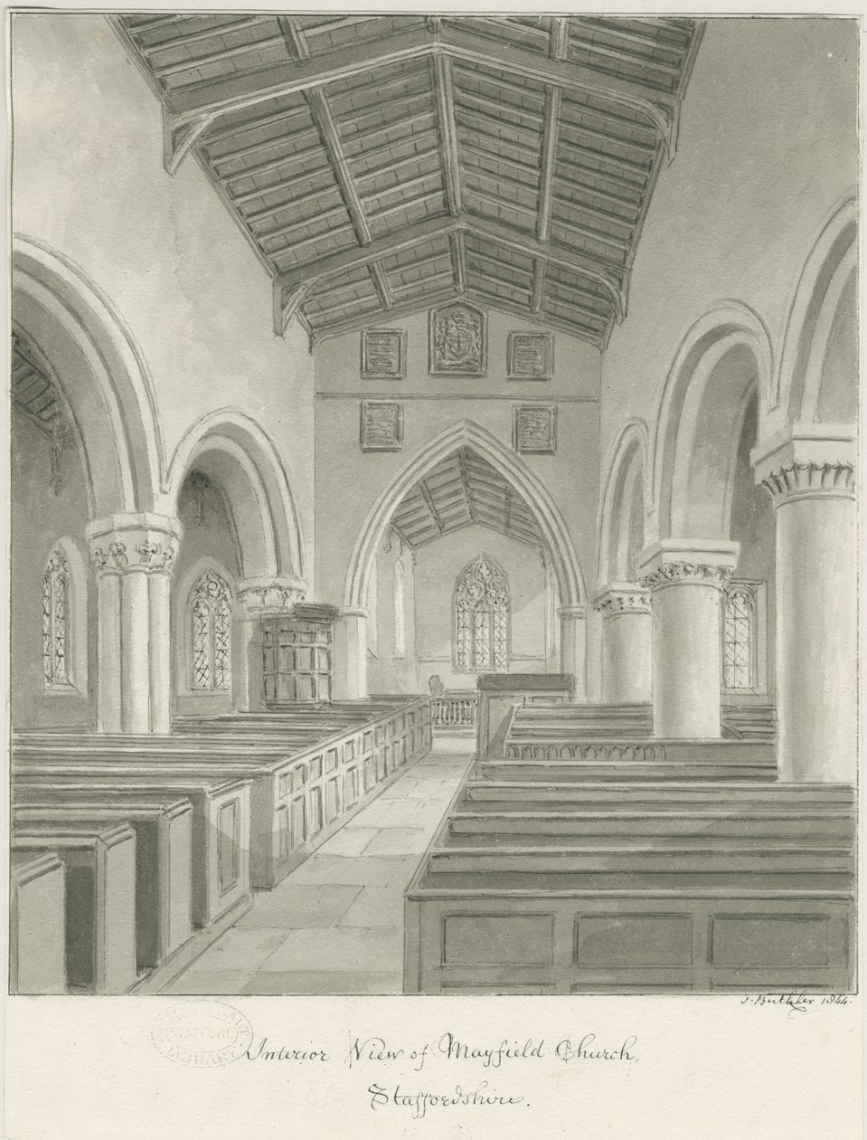 Interior of Mayfield Church by John Buckler