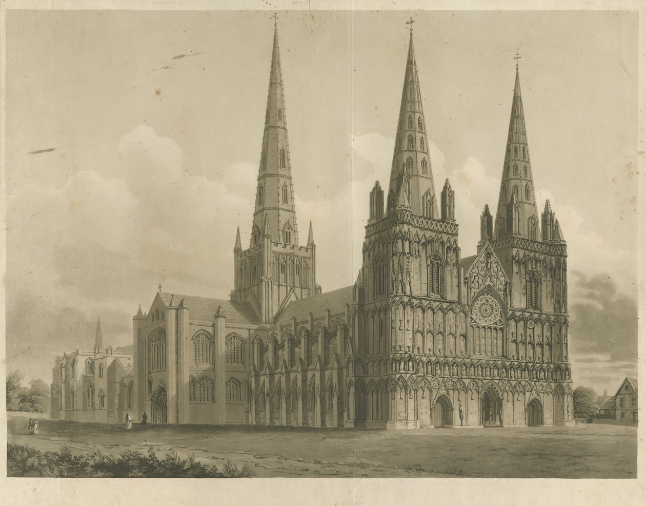 Lichfield Cathedral - North West View by John Buckler