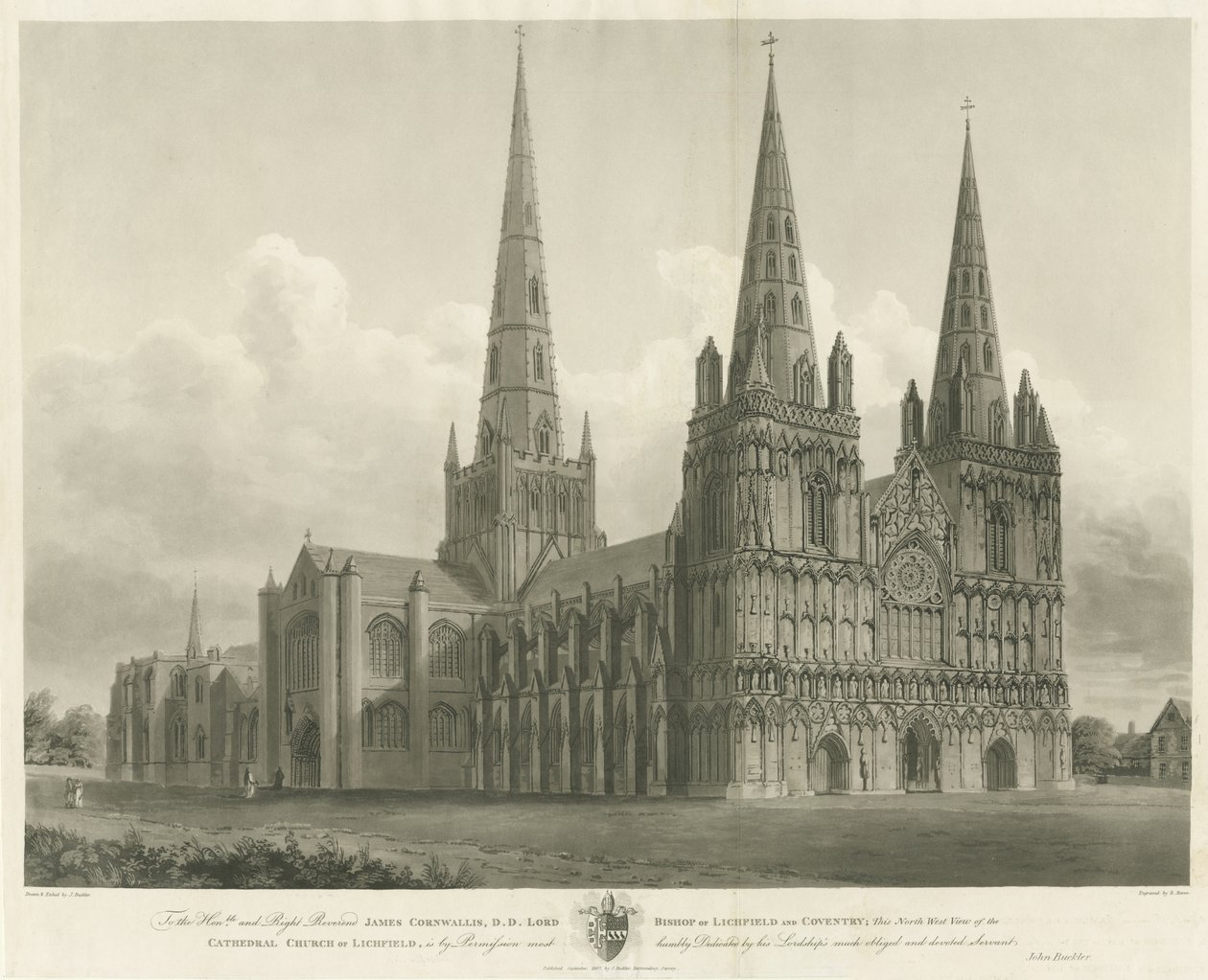 Lichfield Cathedral - North West View by John Buckler