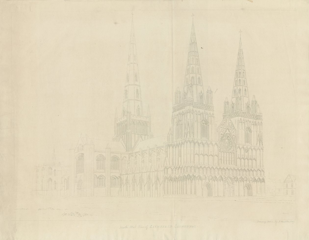Lichfield Cathedral - North West View by John Buckler
