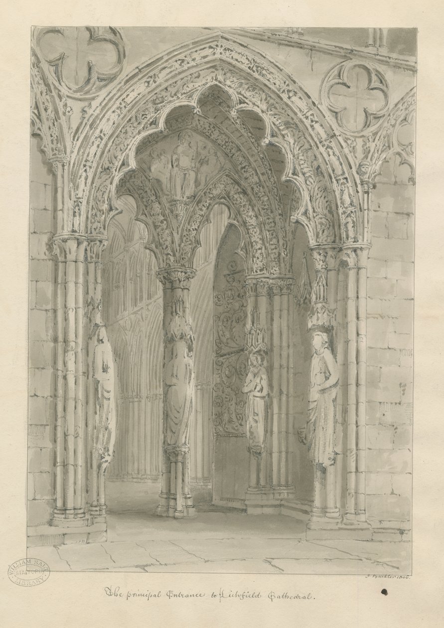 Lichfield Cathedral - West Doorway by John Buckler