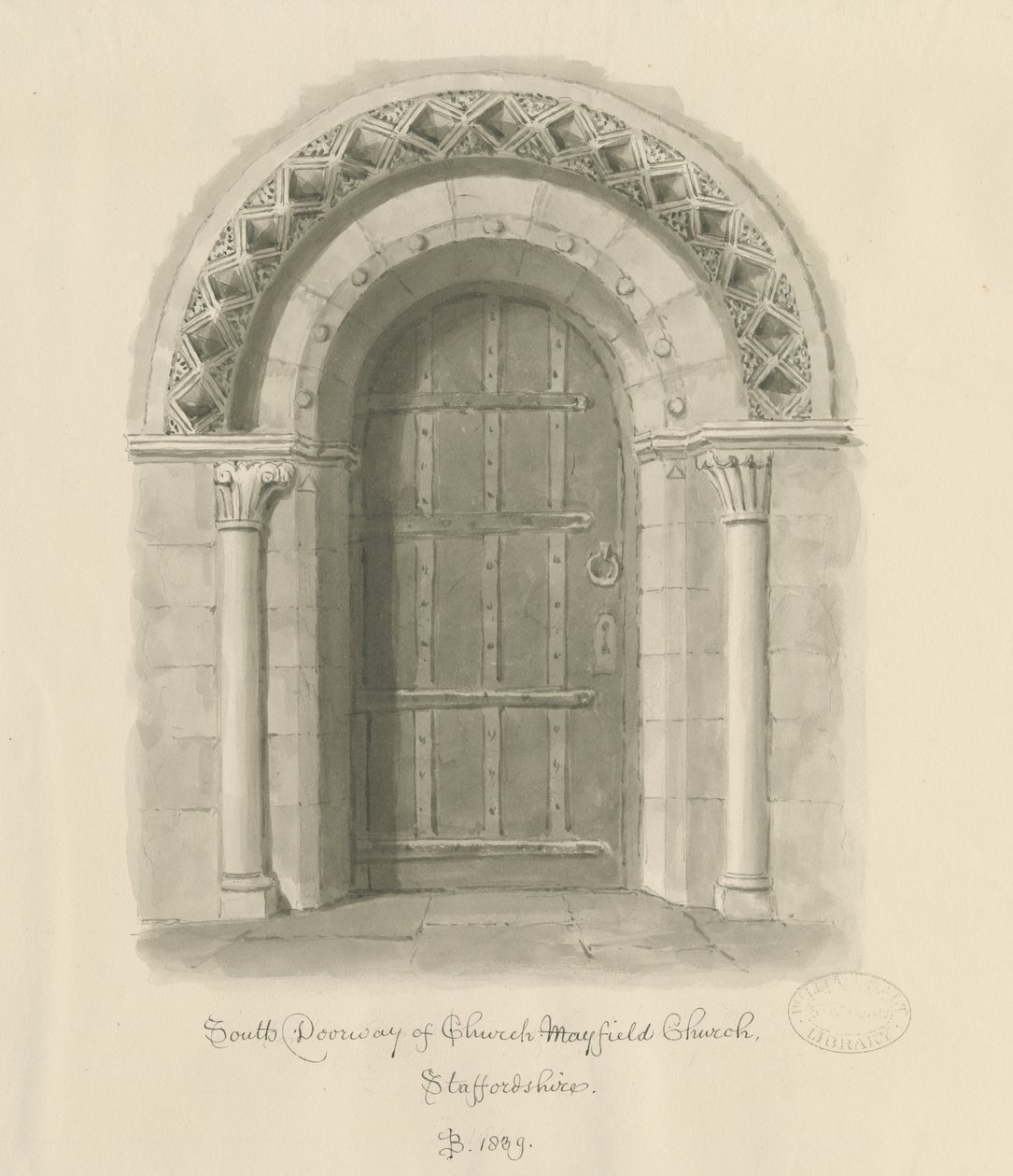 Mayfield Church - South Doorway by John Buckler
