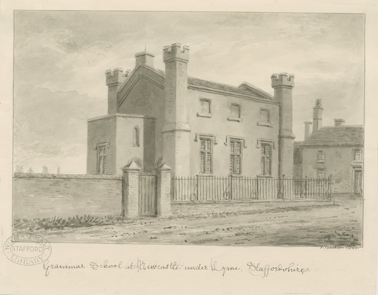 Newcastle-under-Lyme - Grammar School by John Buckler