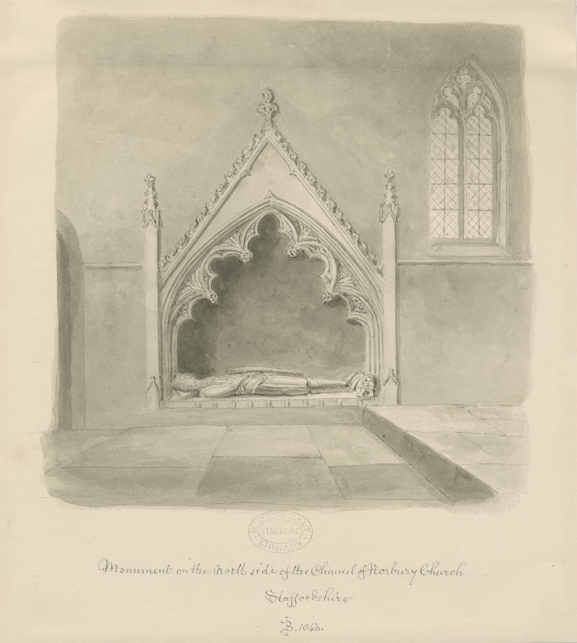 Norbury Church - Monument to Ralph le Botiler by John Buckler