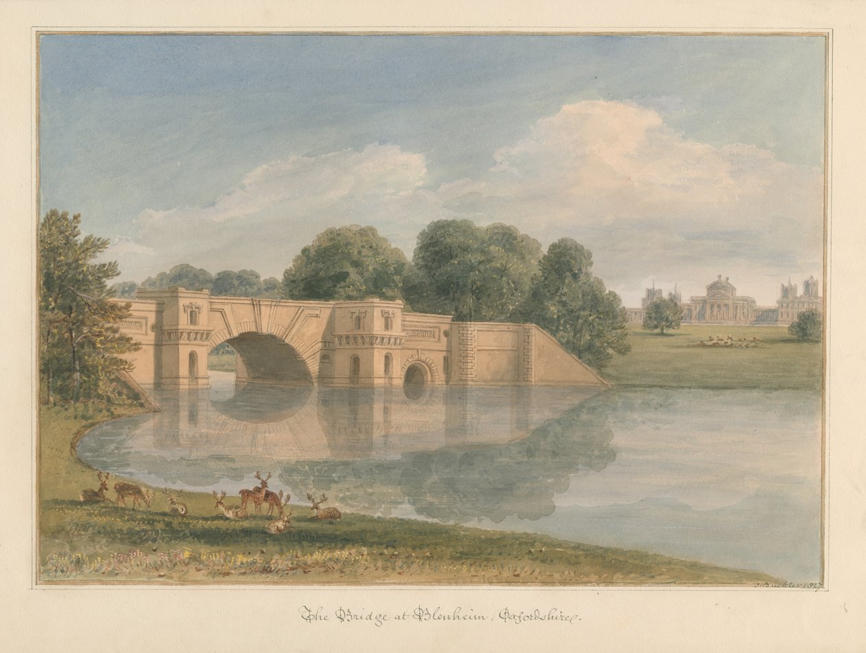 Bridge at Blenheim Palace, Oxfordshire by John Buckler