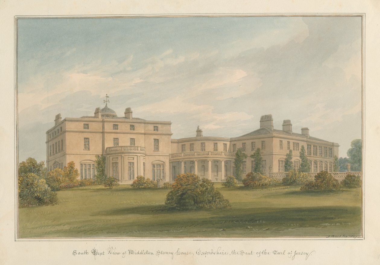 Oxfordshire - Middleton Stoney House, 1827 by John Buckler