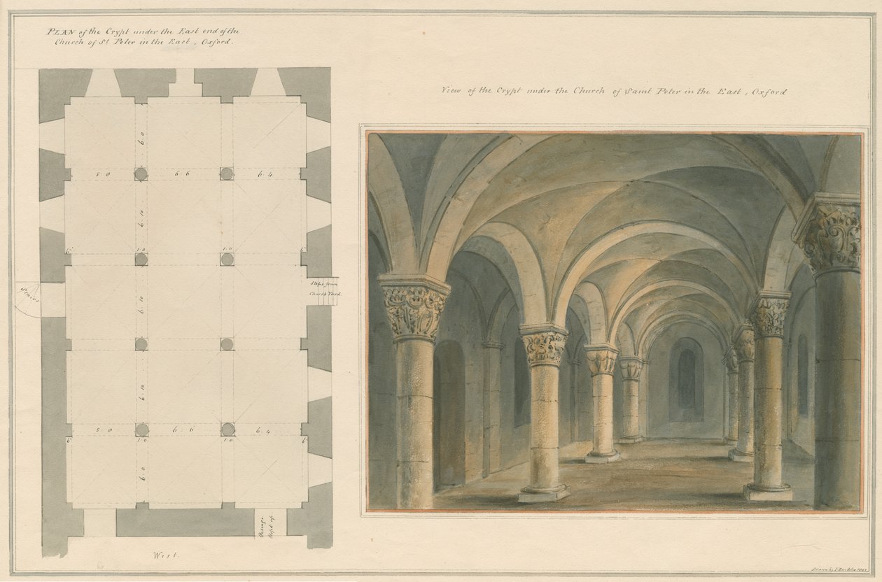 Oxfordshire - Oxford - Crypt of St. Peter in the East Church, 1803 by John Buckler
