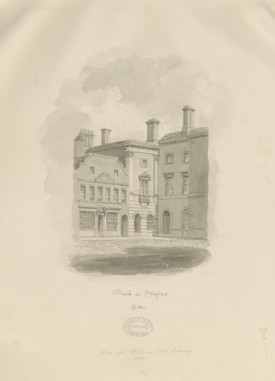 Stafford - Old Bank in Market Square by John Buckler