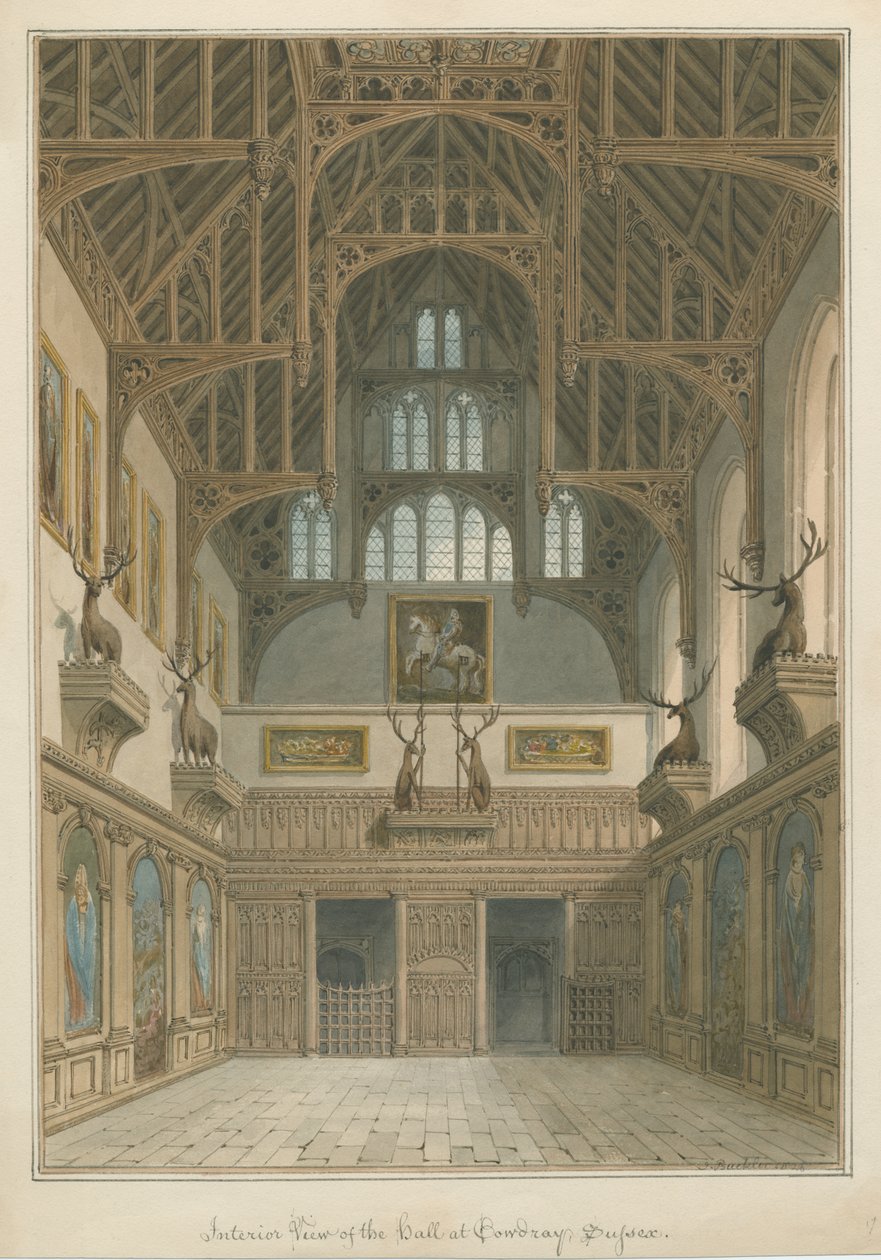 Cowdray House - Interior of Hall by John Buckler