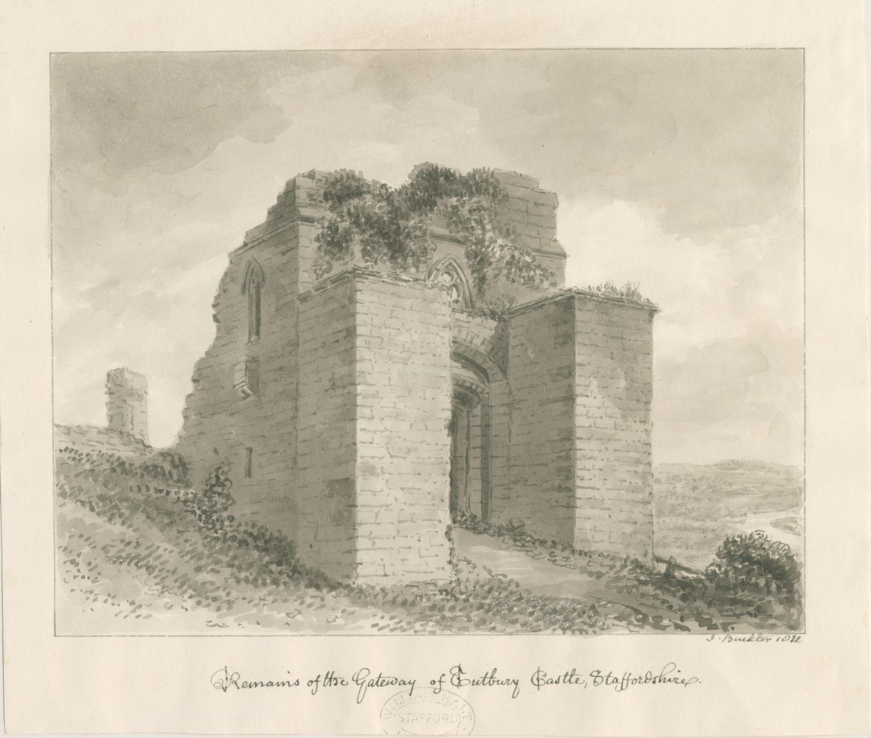 Tutbury Castle - Remains of the Gateway by John Buckler