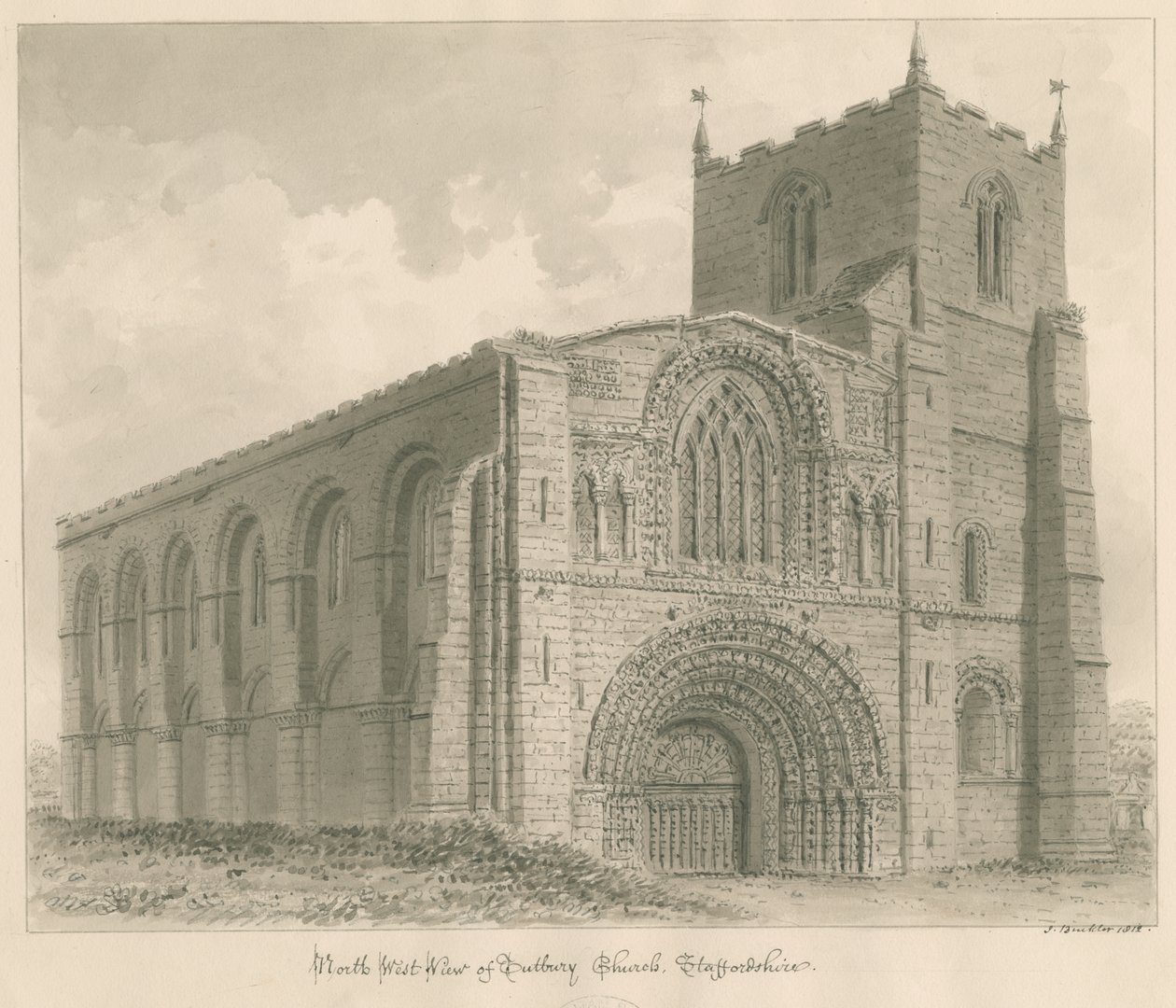 Tutbury Priory Church by John Buckler