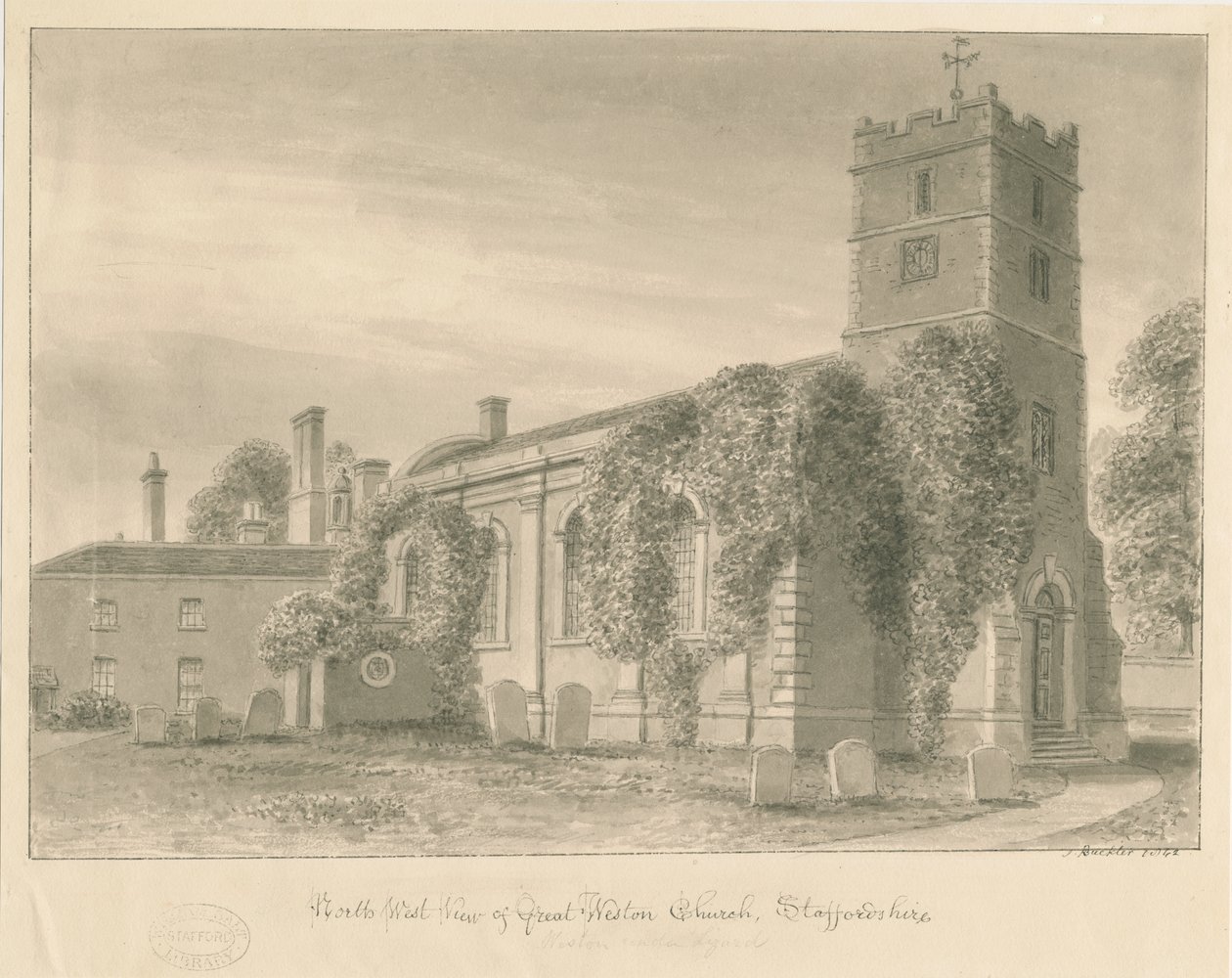 Weston-under-Lizard Church by John Buckler