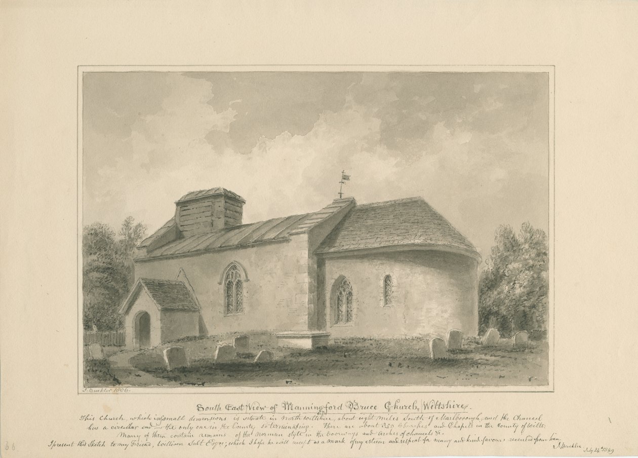 Wiltshire - Manningford Bruce Church, 1806 by John Buckler
