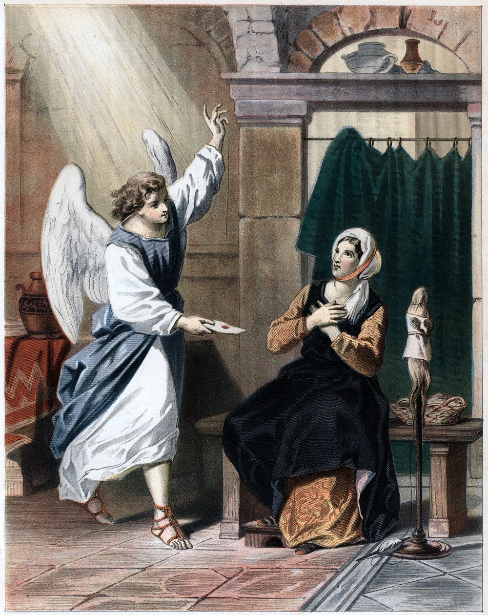 Angel bringing a letter from God to Christiana, c1850 by John Bunyan Bristol