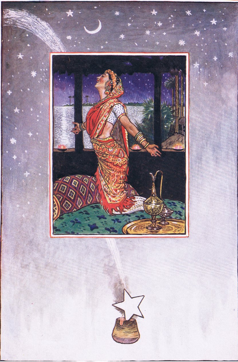 There is no breeze to cool the heat of love, illustration from The Garden of Kama (and other lyrics from India) by John Byam Liston Shaw