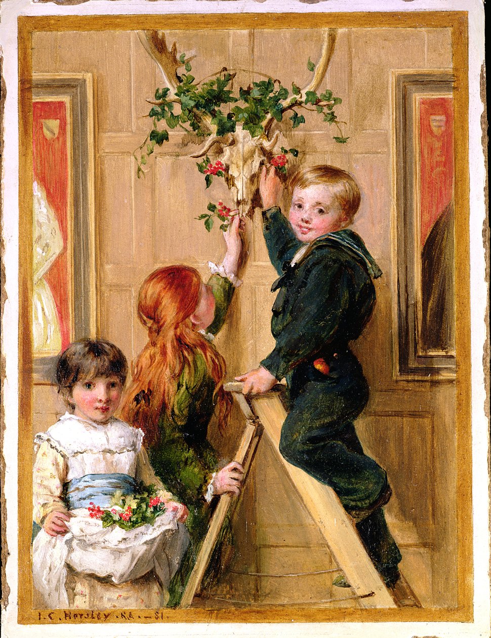 Decorating with Holly, 1881 by John Callcott Horsley