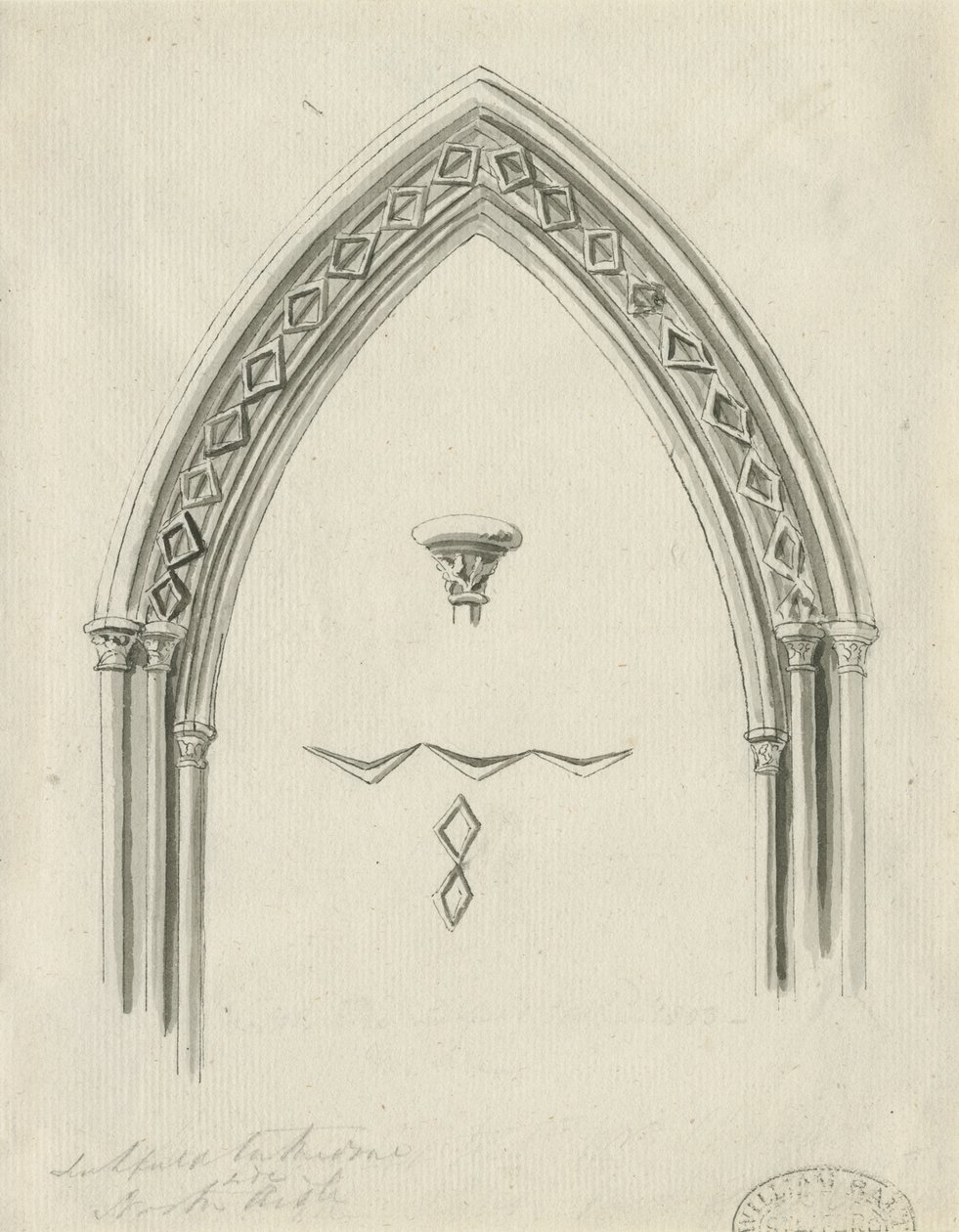 Interior of Lichfield Cathedral - Arch in North Aisle by John Carter