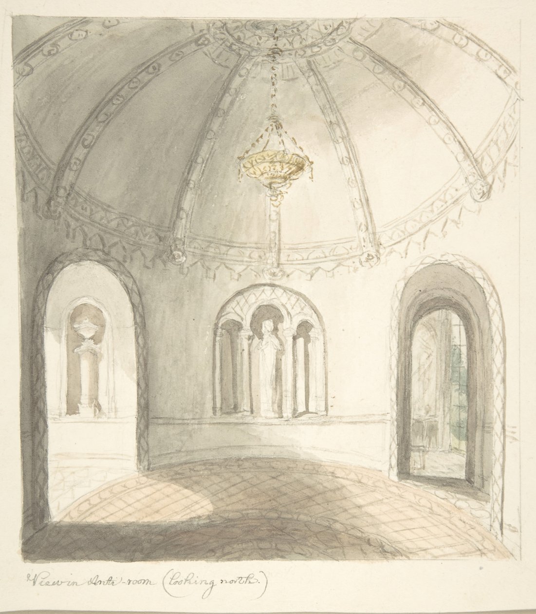 Lea Castle, Worcestershire, View in Ante-room, Looking North by John Carter.