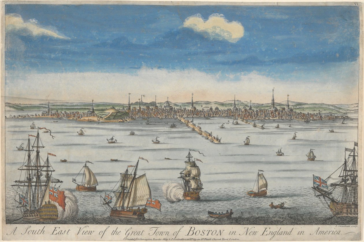 A South East View of the Great Town of Boston in New England by John Carwitham