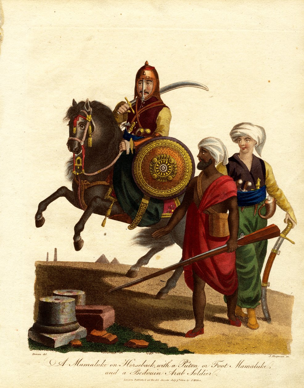 Mameluke on Horseback with a Sioten and Bedouin Arab Soldier by John Chapman