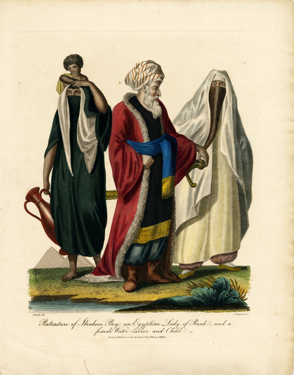 Portrait of an Arabian Bey, an Egyptian Lady of Rank, and a Female Water-Carrier and Child by John Chapman