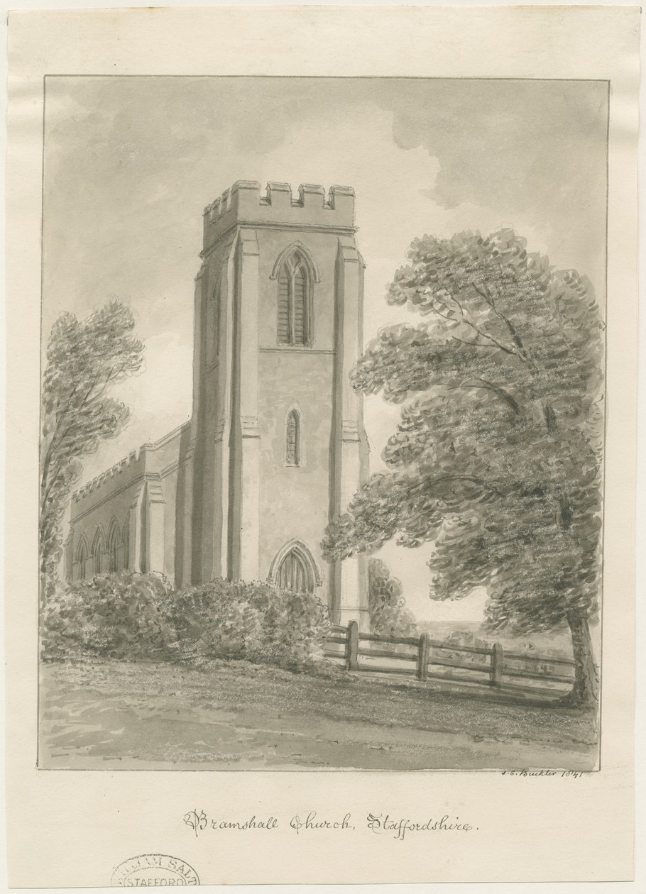 Bramshall Church by John Chessell Buckler