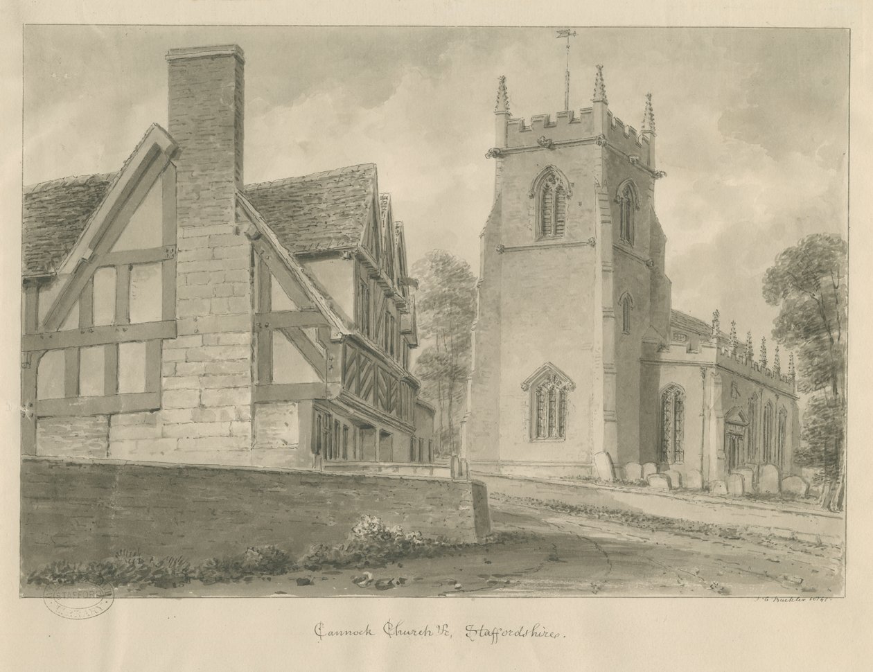 Cannock Church by John Chessell Buckler