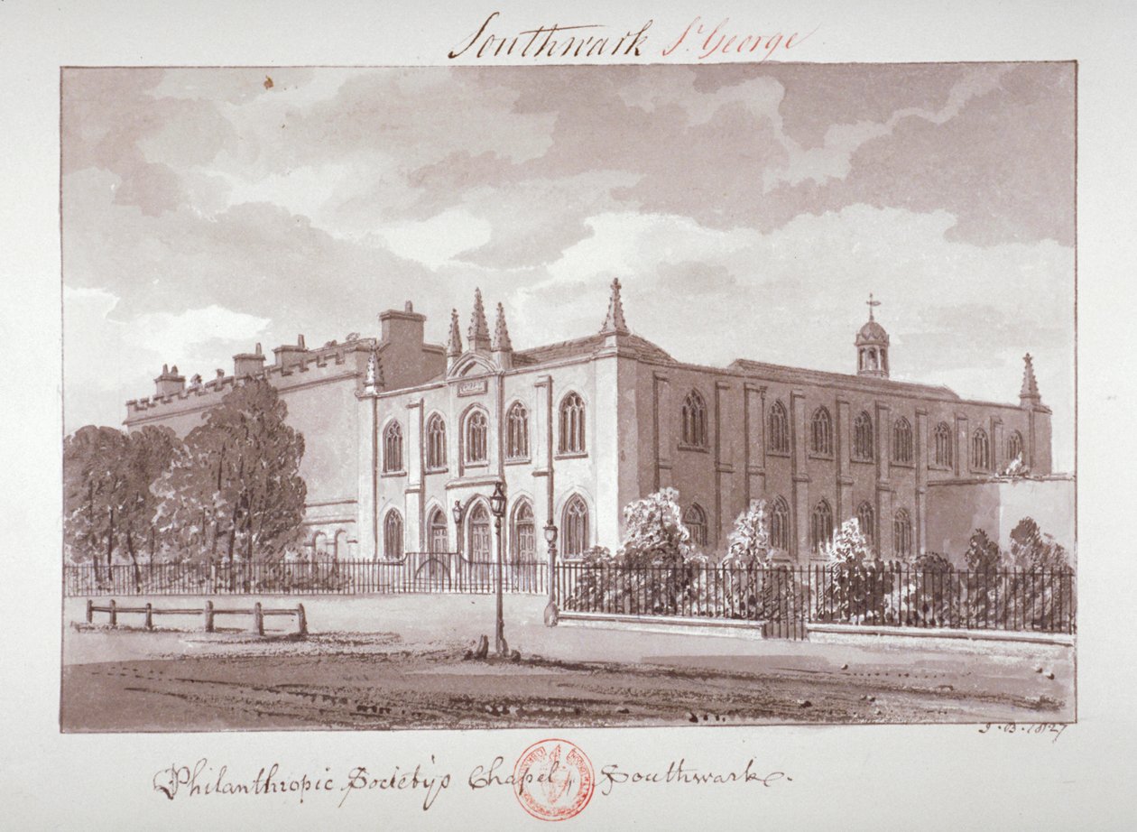 Chapel belonging to the Philanthropic Society Institution, London Road, Southwark, London by John Chessell Buckler