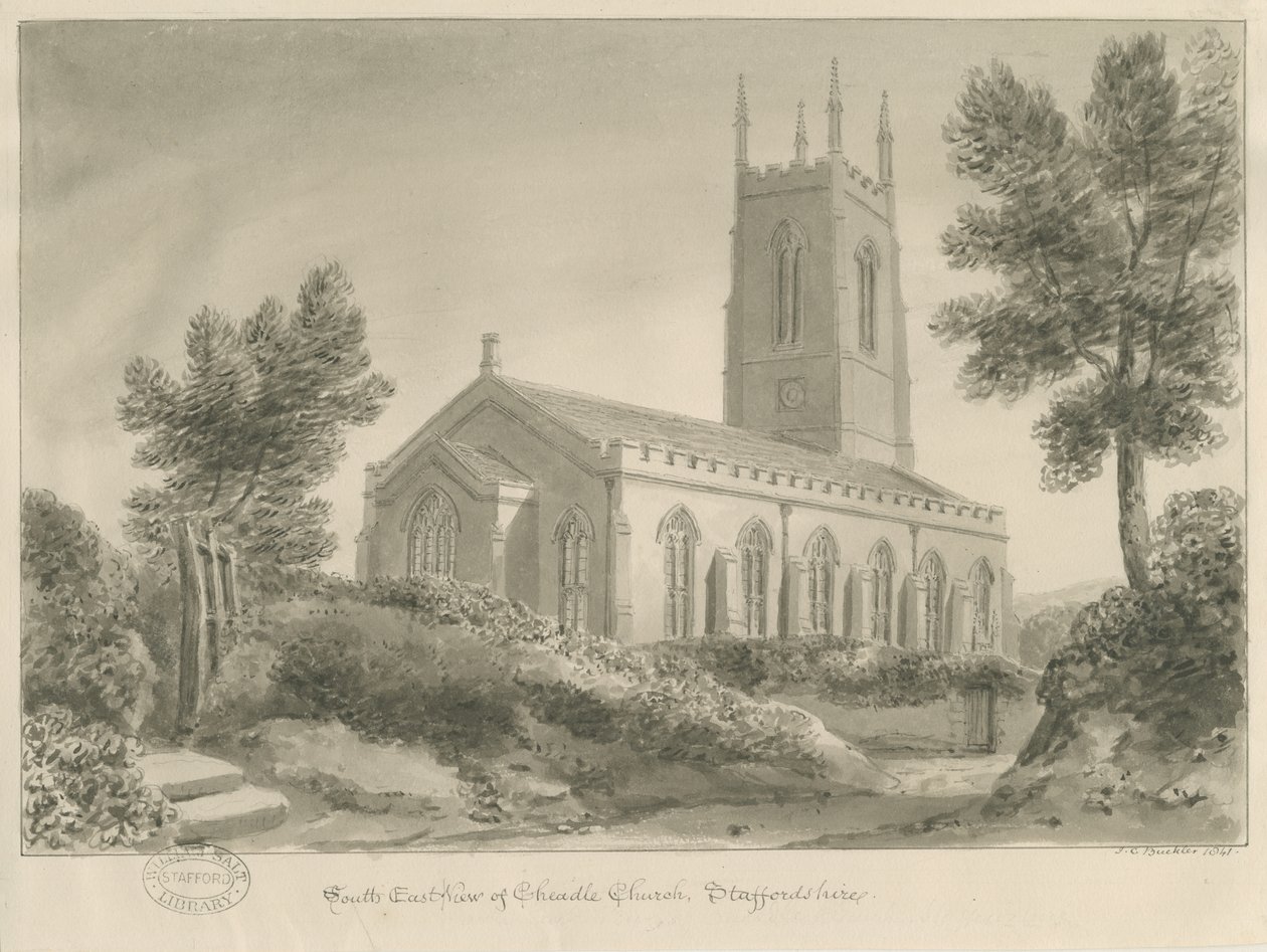 Cheadle Church by John Chessell Buckler