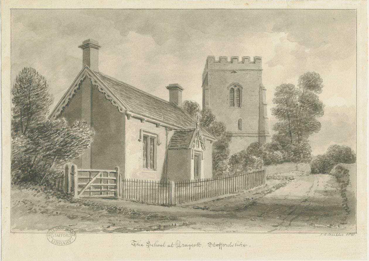 School, Draycott in the Moors by John Chessell Buckler