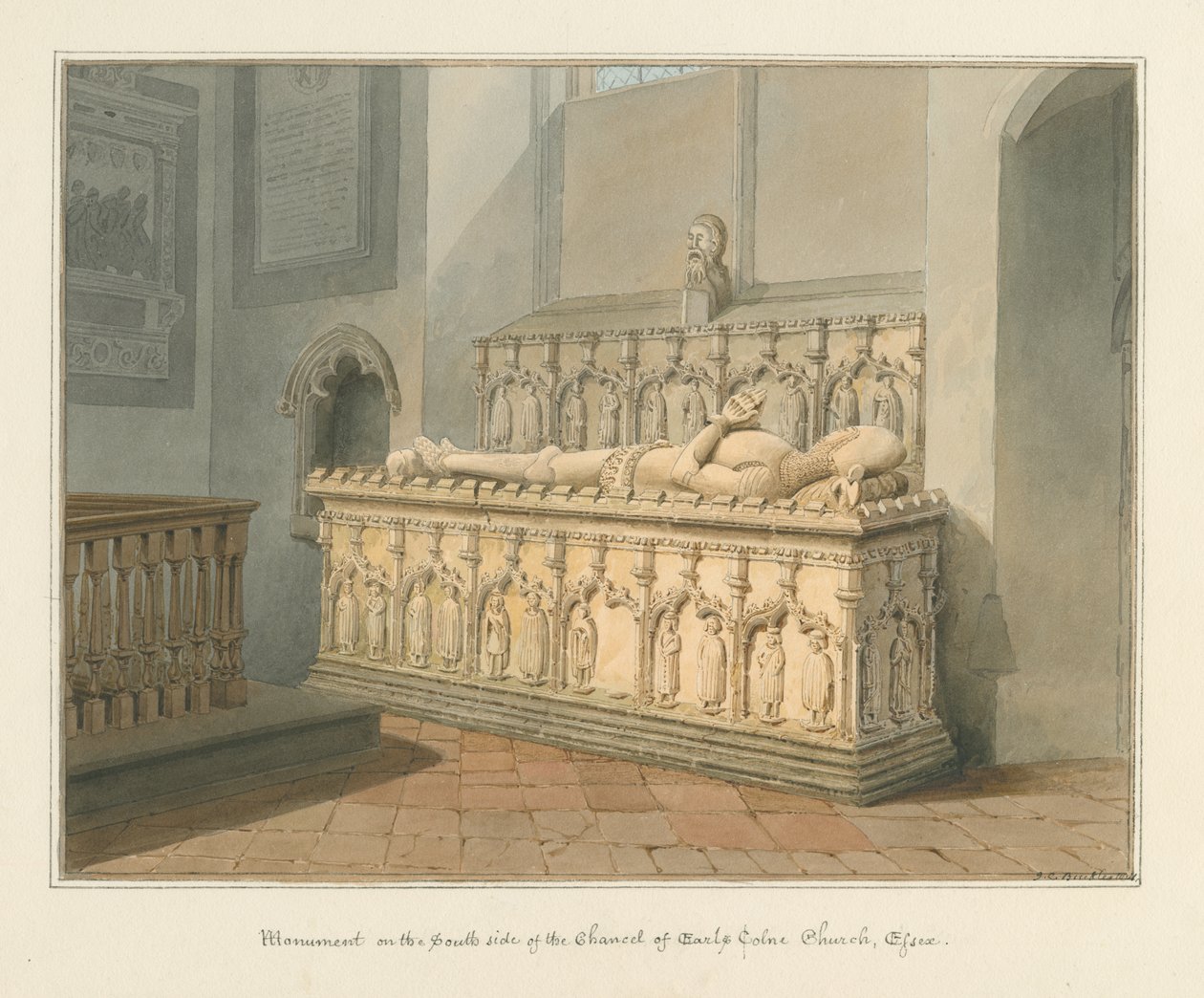 Essex - Earls Colne Church - Monument, 1824 by John Chessell Buckler