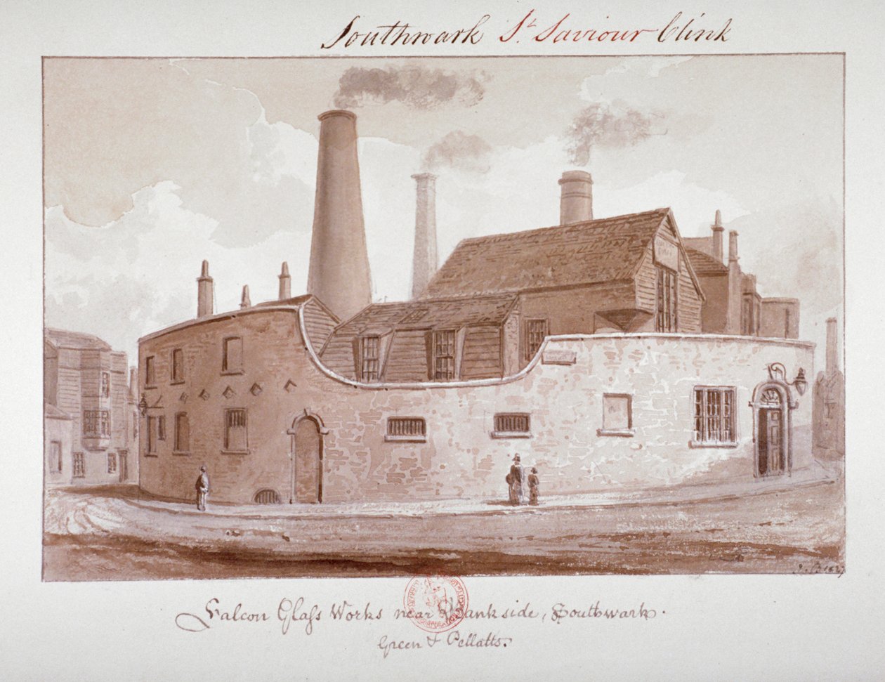Falcon Glass Works near Bankside, Southwark, London, 1827 by John Chessell Buckler