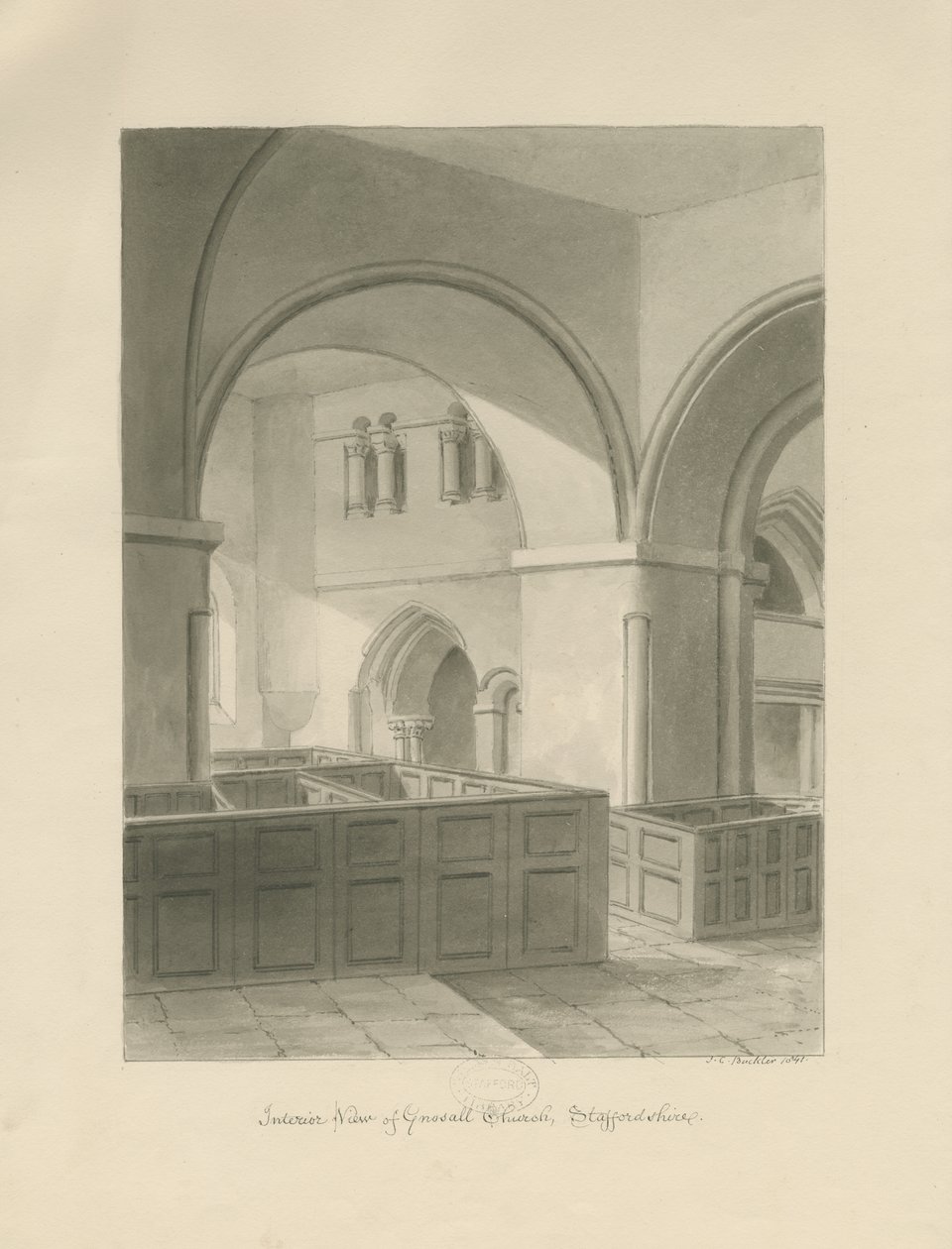 Forton - Aqualate Hall: Engraving by John Chessell Buckler