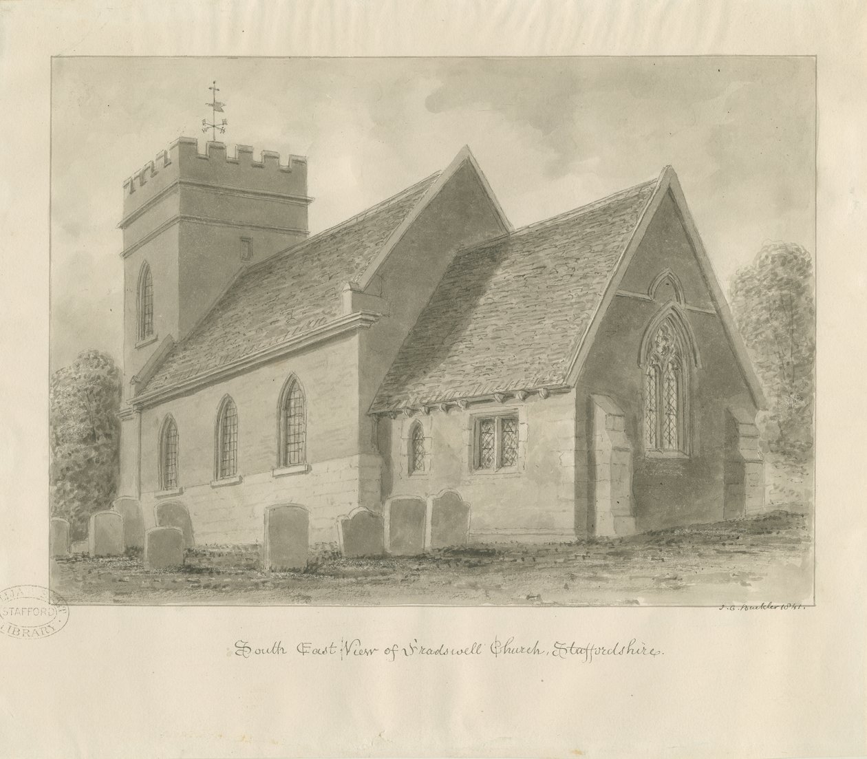 Fradswell Church by John Chessell Buckler