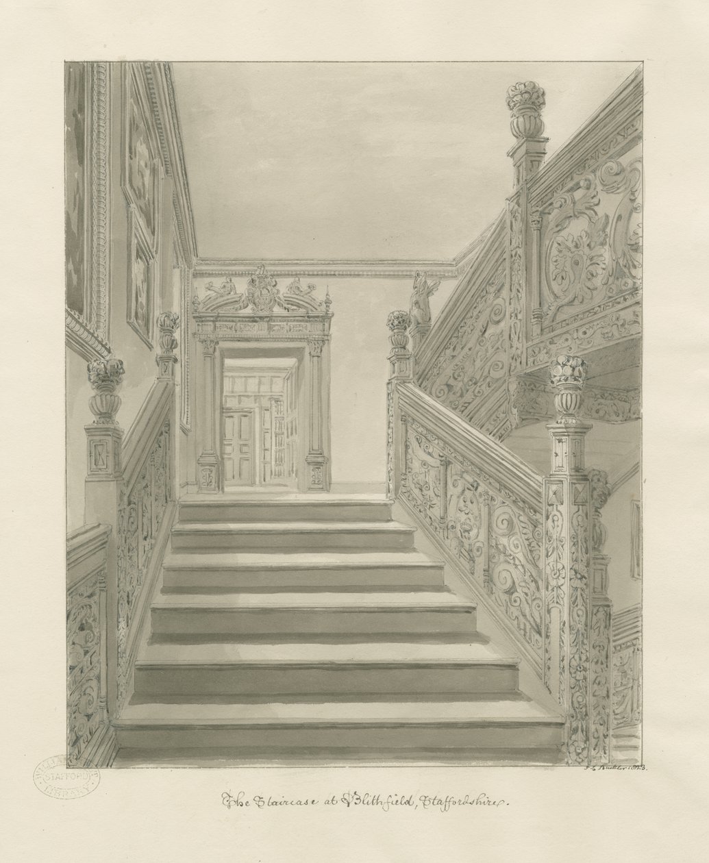 Interior of Blithfield Hall by John Chessell Buckler