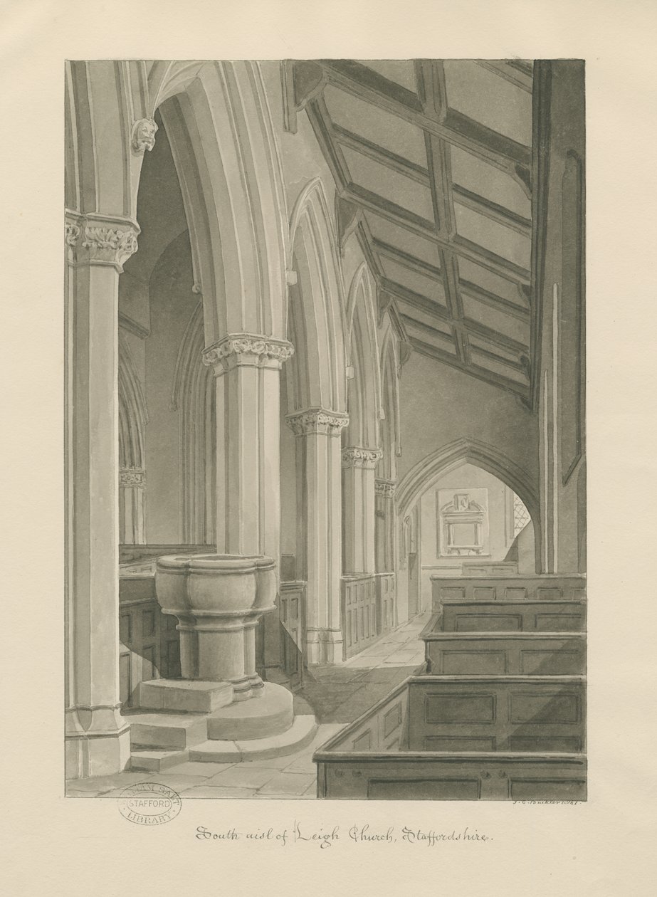 Interior of Leigh Church by John Chessell Buckler