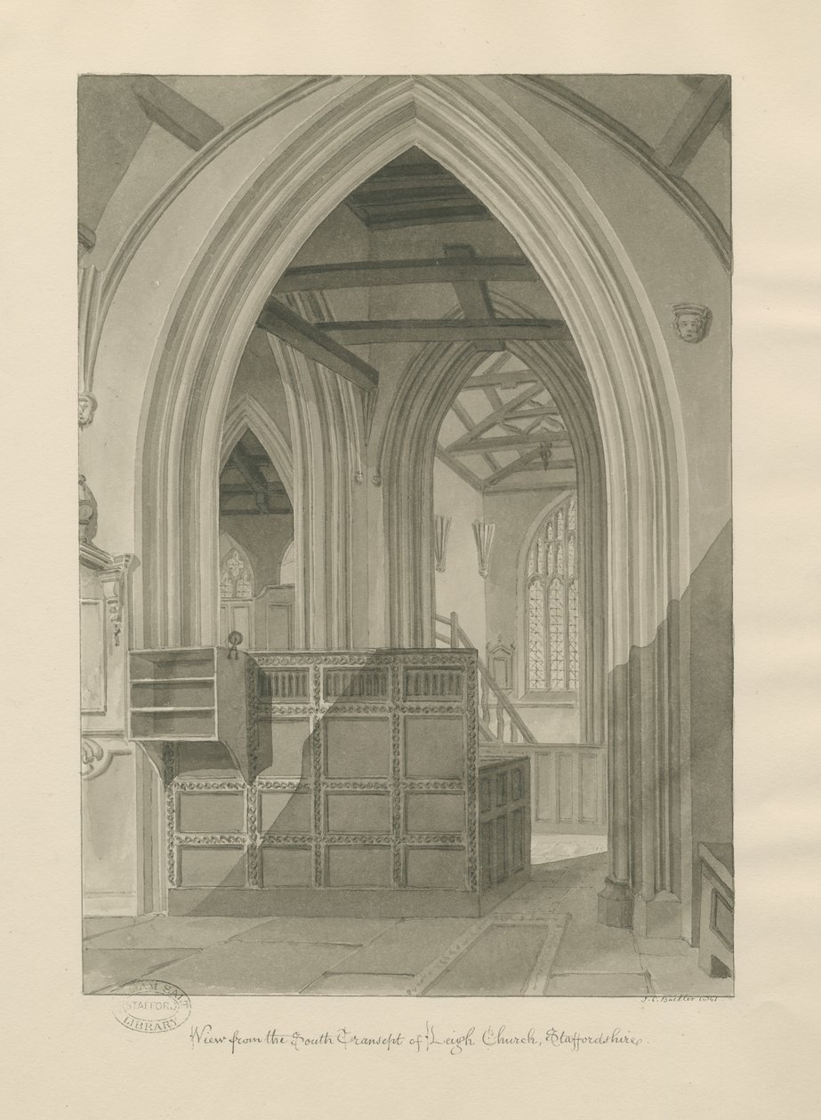 Interior of Leigh Church by John Chessell Buckler