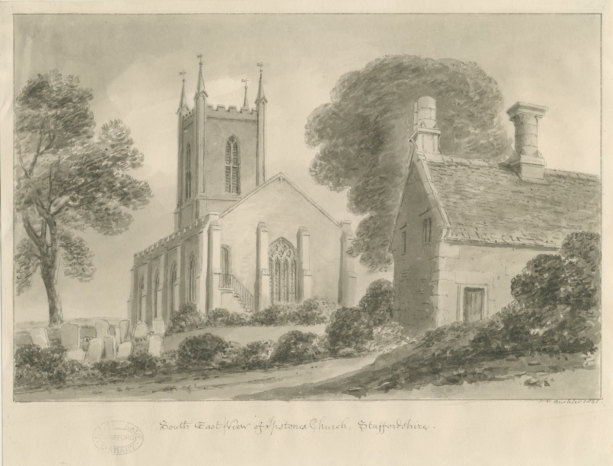 Ipstones Church by John Chessell Buckler