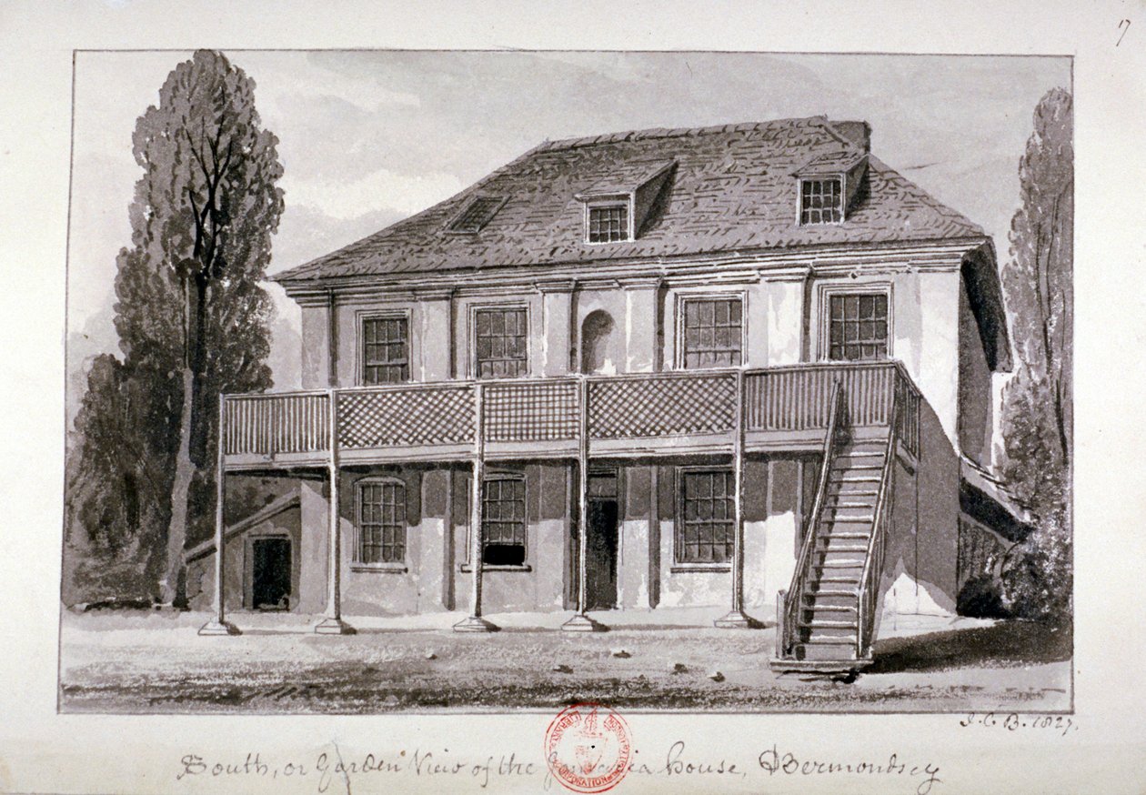 Jamaica House, Cherry Garden Street, Bermondsey, London, 1827 by John Chessell Buckler
