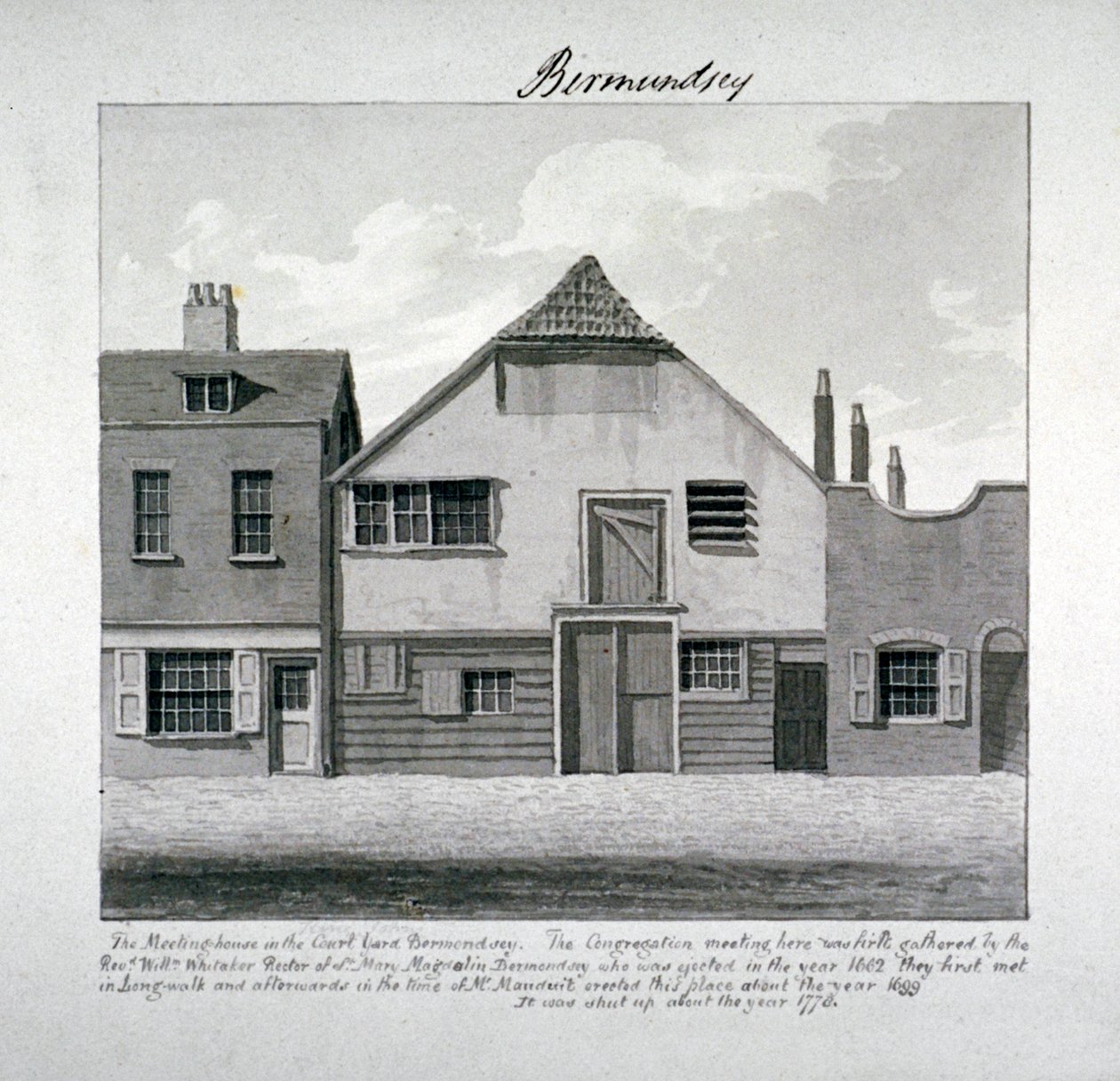 Meeting-house of St Mary Magdalen in the Court Yard, Bermondsey Square, London, c1828 by John Chessell Buckler