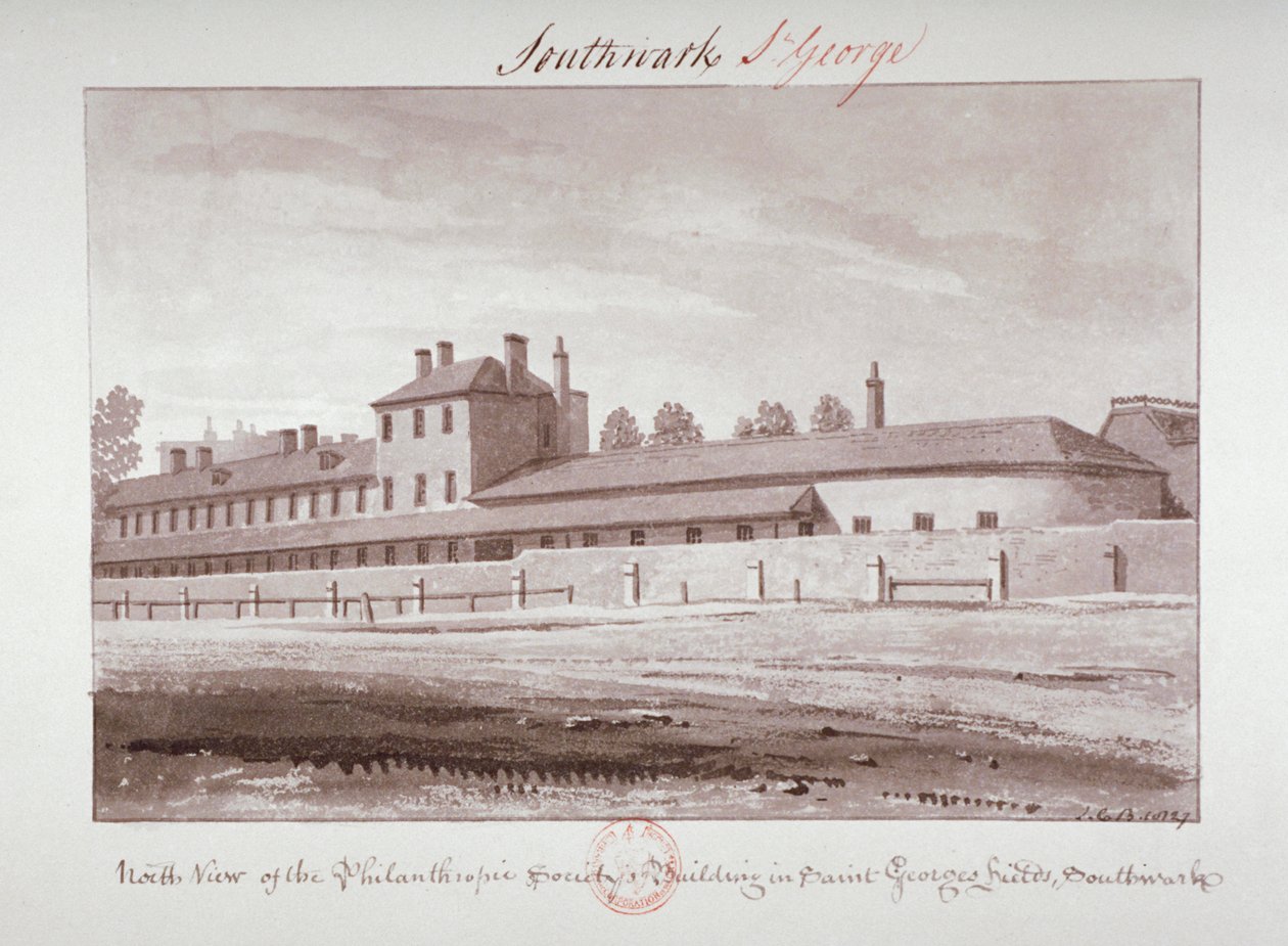 North View of the Philanthropic Society Institution on London Road, Southwark, London, 1827 by John Chessell Buckler