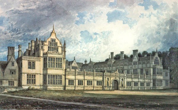 Rushton Hall, Northamptonshire: View from the South-east by John Chessell Buckler