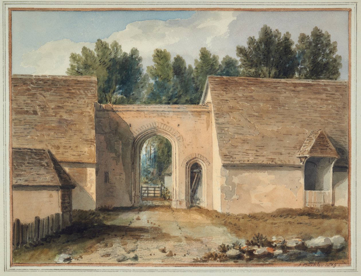 South Gateway of the College at Maidstone, Kent by John Chessell Buckler