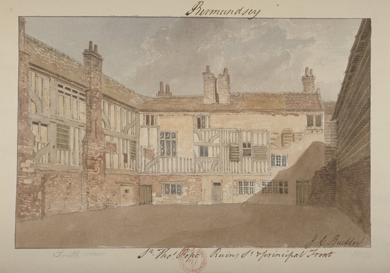 South View of the Ruins of Bermondsey House, 1827 by John Chessell Buckler