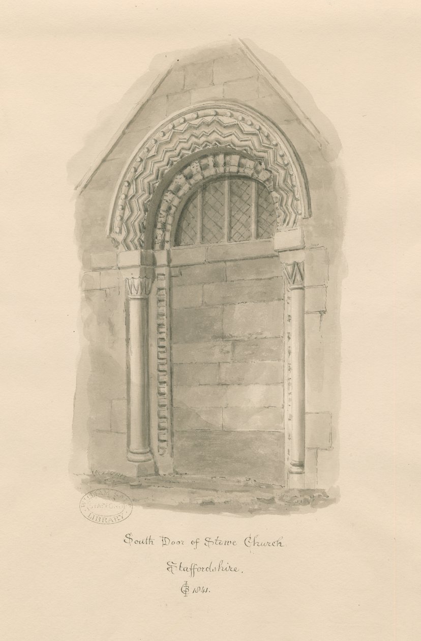 Stowe Church - South Door by John Chessell Buckler