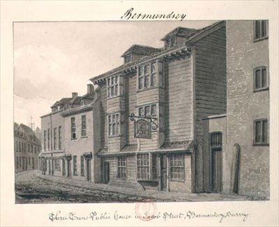 The Three Tuns Public House in Jacob Street, Bermondsey by John Chessell Buckler