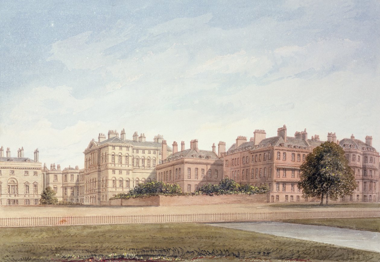 The Treasury and houses in Downing Street from St. James