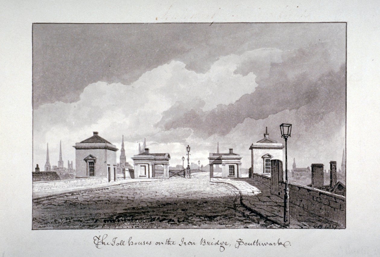 Toll Houses on Southwark Bridge, London by John Chessell Buckler