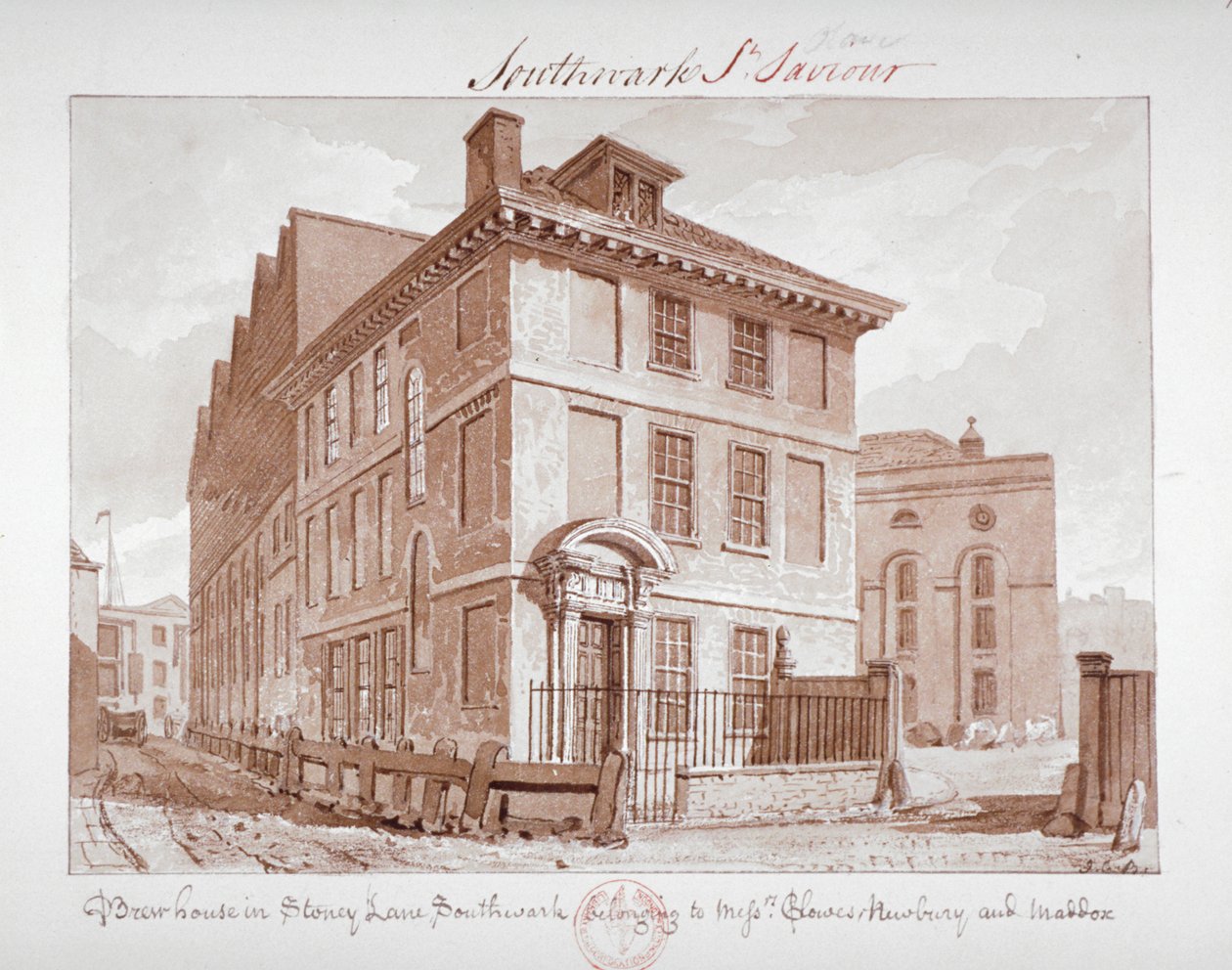 View of a brew house on Stoney Lane, Bermondsey, Southwark, London by John Chessell Buckler